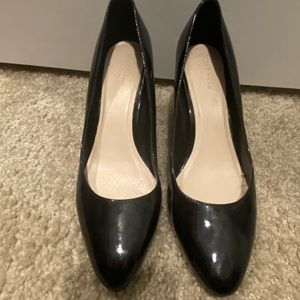 Cole Haan black patent leather wedge heels